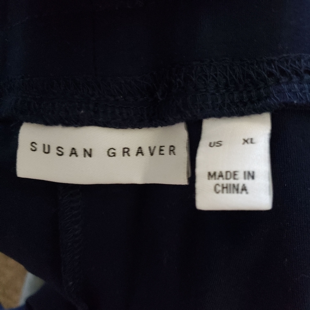Susan Graver Women's XL Navy Blue Cropped Pants Capri Coastal Grandma - Picture 6 of 6